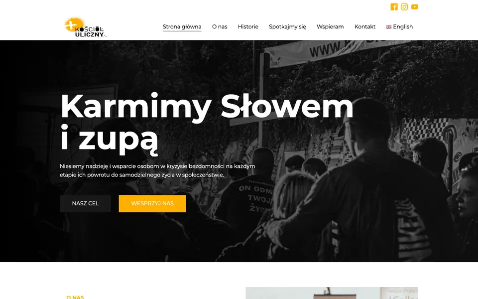 Strona Kościół Uliczny, widok na komputerze