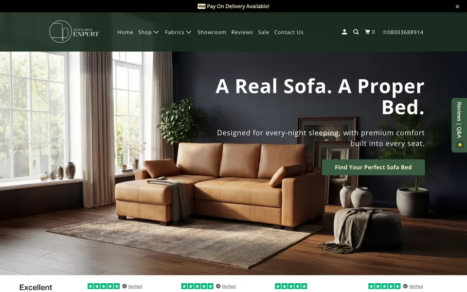 Strona Sofa Bed Expert, widok na komputerze