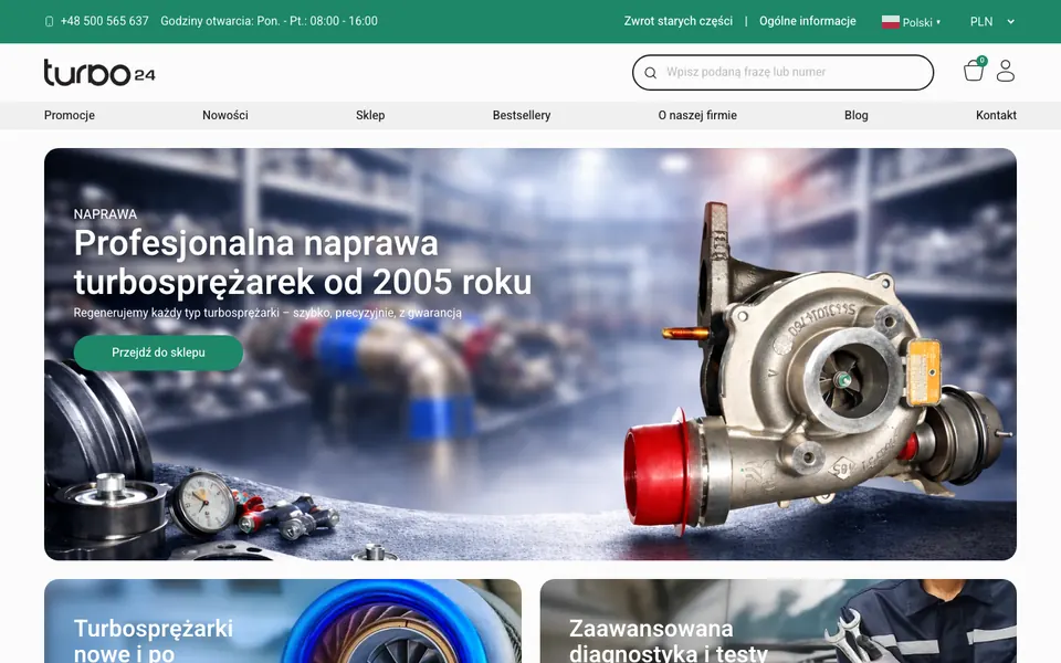 Strona Turbo24, widok na komputerze