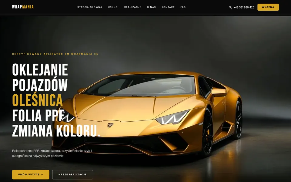 Strona WrapMania, widok na komputerze